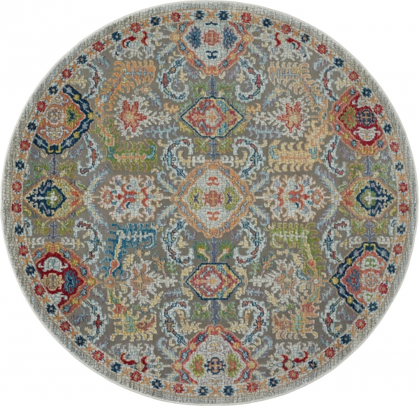 Teppich Nourison Adana 12 grau multicolor rund