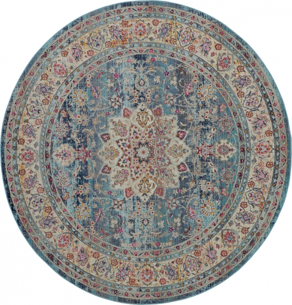 Teppich Nourison Kashan 01 blau rund